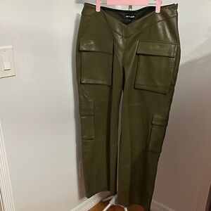 NWT POSTER GIRL Olive Green Faux Leather Pants